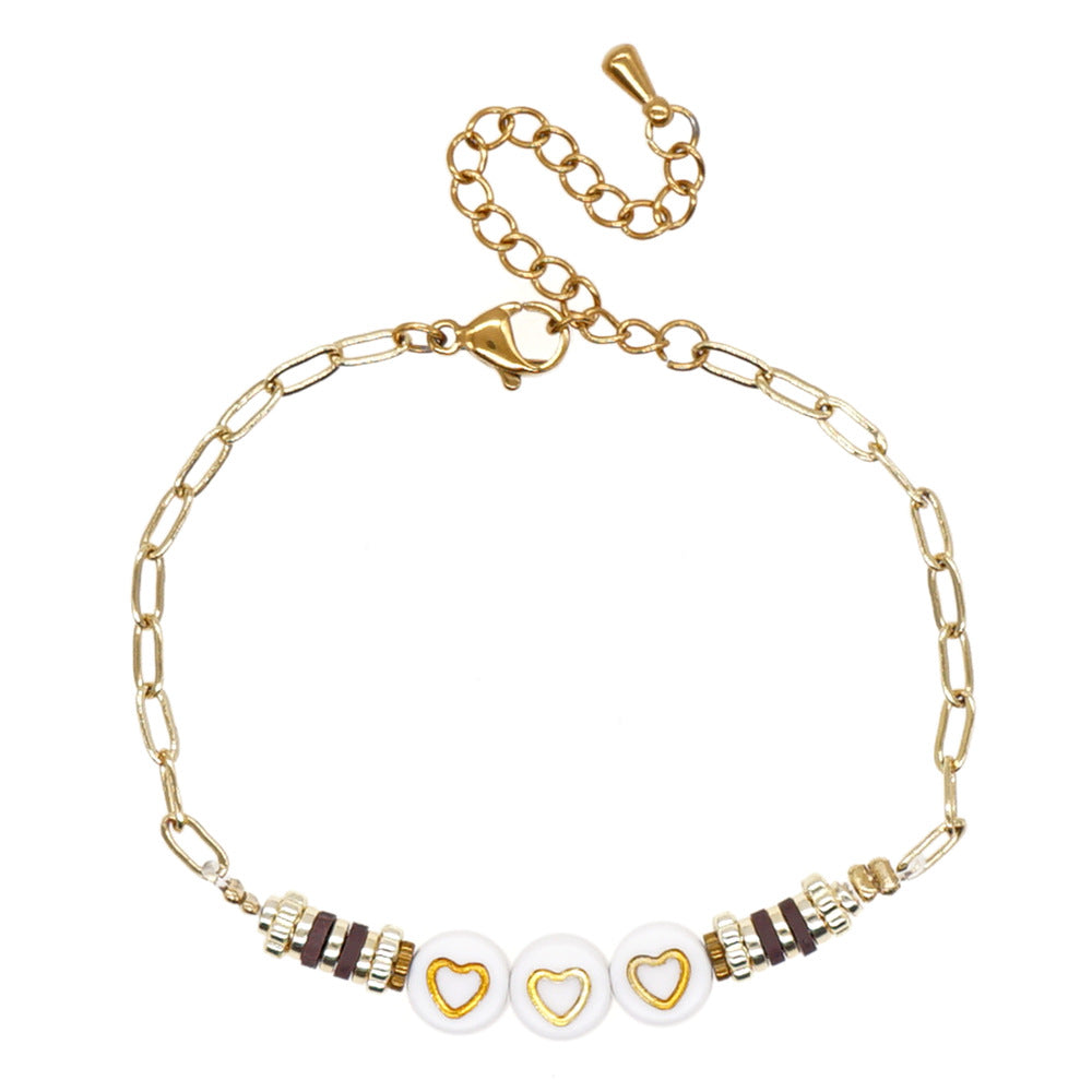 Pulsera de cristal multicolor del corazón del alfabeto bohemio de la joyería al por mayor